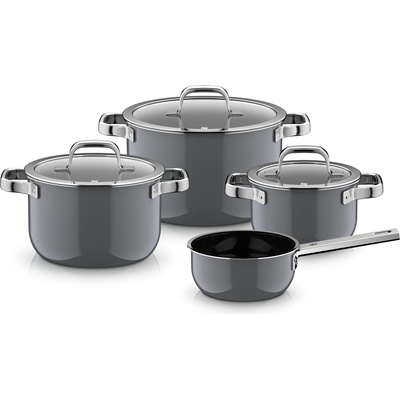 WMF Fusiontec Mineral Pro, комплект тенджери с касерола и 3 капака, сив, 7 ел (518825290)