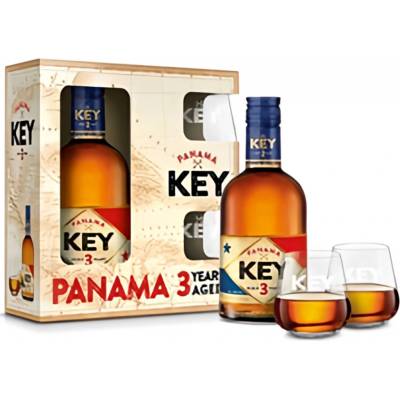 Key Rum Panama 3y 38% 0,5 l (dárkové balení 2 sklenice)