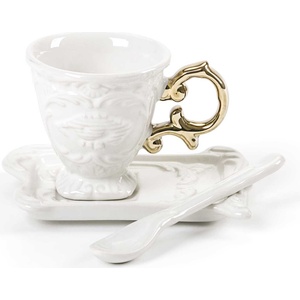 Seletti Чаша за кафе I-Wares Gold с чинийка и лъжичка (09869)
