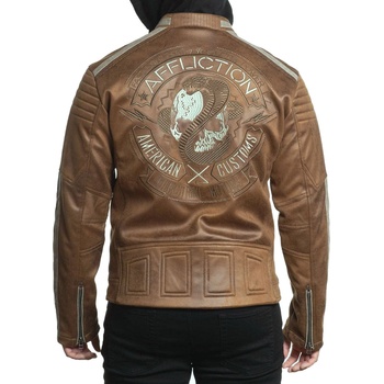 AFFLICTION мъжко яке affliction - quickstrike - 110ow427-tan
