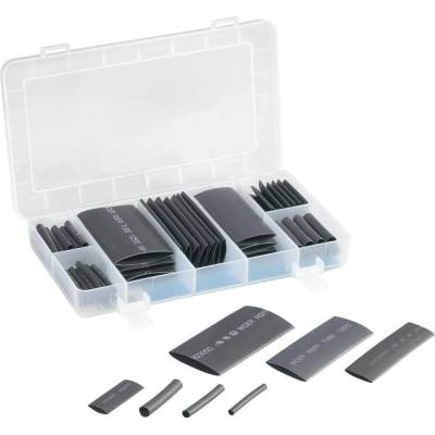 TRU COMPONENTS 1564899 sada zmršťovacých bužírok čierna Pomer zmrštenia:2:1 63 dielov
