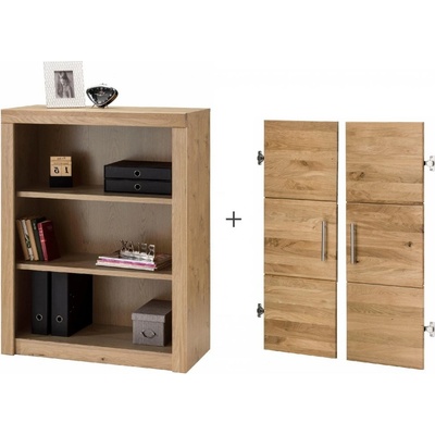 LINZ - nízká knihovna s dvířky divoký DUB masiv