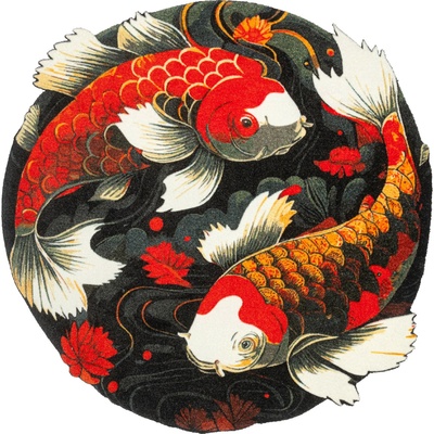 wash+dry Kruhový koberec Koi Couple 120 x 120 cm