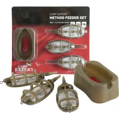 CARP EXPERT - Set krmných košíků a plnicí formy Method 50-70 g 3 ks