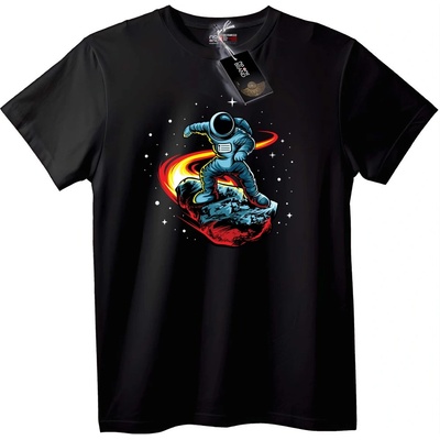 NOONEBRAND Тениска с астронавт сърфиращ в космоса - 2XL, Black
