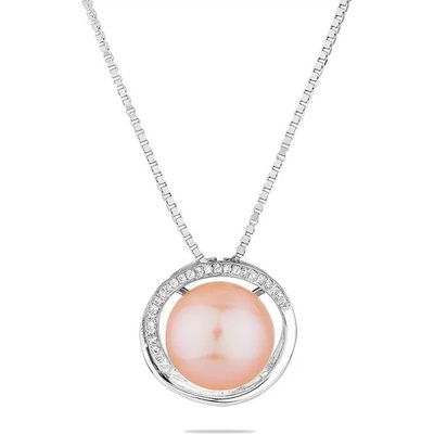 Swan Сребърно колие с розова сладководна перла и цирконий SP0471 Swan