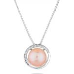 Swan Сребърно колие с розова сладководна перла и цирконий SP0471 Swan