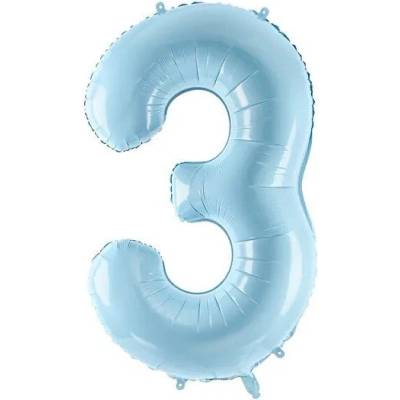 Party Deco Фолиев Балон Цифра, Светло Синьо, 86см - 3 (fb1p-3-001j)