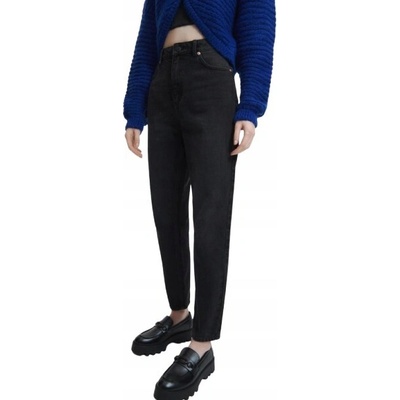 MOM JEANS ČIERNE 7/8 DĹŽKA VYSOKÝ PÁS KLASICKÝ STRIH