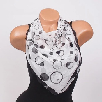 Image 1 of Копринено фишу в бяло и черно