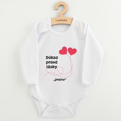 Dětské body s potiskem New Baby Důkaz pravé lásky se jménem dítěte