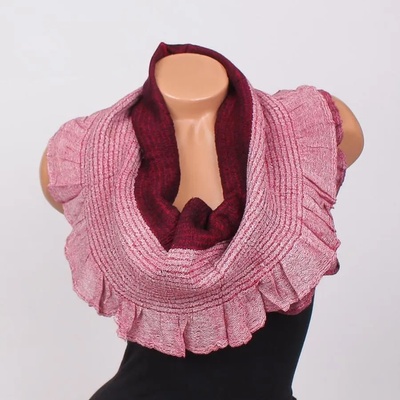 Стилен кръгъл дамски шал в бордо