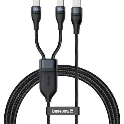 Baseus Flash Series 2in1 100W Fast Charging USB-C Cable - здрав USB-C кабел с бързо зареждане за две устройства с USB-C порт (150 см) (черен)