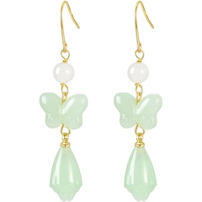 JAY Elegantní nefritové náušnice s motýlem Xiulan JAY-9199-ZS56086 Zelená