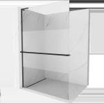 Mexen Kioto+ L душ-преградна стена с рафт Walk-in 90 x 200 см, прозрачна/мраз, черна - 800-090-123-70-35 (800-090-123-70-35)