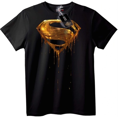 NOONEBRAND Тениска Златно Лого на Superman - M, White