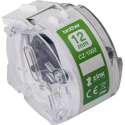 Papírová páska do štítkovače Brother 12mm x 5m, CZ1002, pro tiskárnu VC-500W, bílá