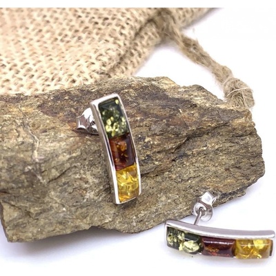 Jan Kos jewellery stříbrné náušnice s jantarem 12125441