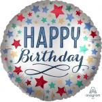Anagram Фолиев балон "Birthday" сатен със звезди (3906501)