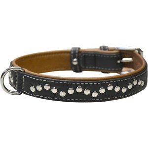 COLLAR Кожен нашийник с метално приложение - 38 - 49см, 25мм - черен