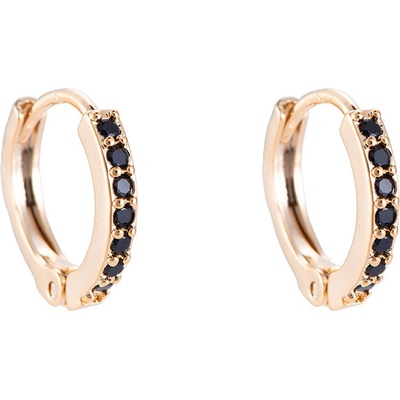 Sarines Pozlacené kruhové náušnice s černými zirkony 1,3 cm S5711