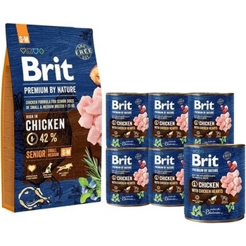 Brit Premium By Nature Senior Small Medium S+M 15 kg 6 x Brit kuracie 0,8 kg