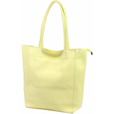 Luka Dámska veľká kožená shopper kabelka žltá pastelová A4 26-084