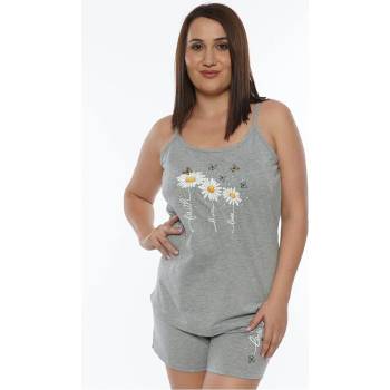 Макси пижама в светлосиво с маргаритки