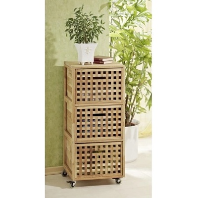 Skříňka na kolečkách se třemi šuplíky z masivního ořechového dřeva, rolovací kontejner. Skříňka na kolečkách, 41x41x92cm.