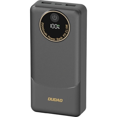 Външна батерия с два USB-A и един USB-C изходи и технология за бързо зареждане - Dudao K12Pro Power Bank Digital Display 20000mAh 22.5W PD (черен) (K12Pro)