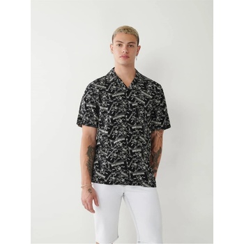 Image 1 of True Religion Men's All Over Print Short-Sleeve Shirt - Jet Black