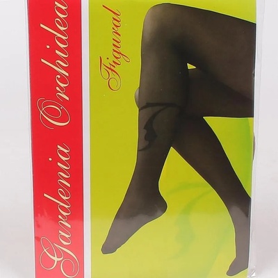 Дамски бежов чорапогащник полу-мат с орнамент - 15 den