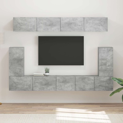 vidaXL Комплект ТВ шкаф 5 pcs Циментено сиво Инженерно дърво (3409090)