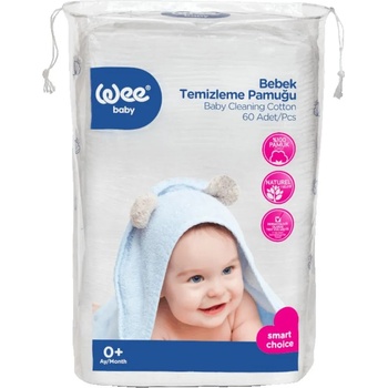 Wee Baby Памучни тампони за почистване на тялото Wee Baby, 60 броя (321)