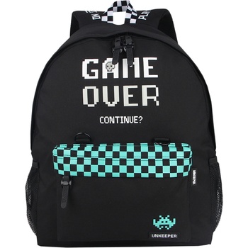 Unkeeper Ученическа раница Unkeeper - Game Over, Black & Green (DKT64752)