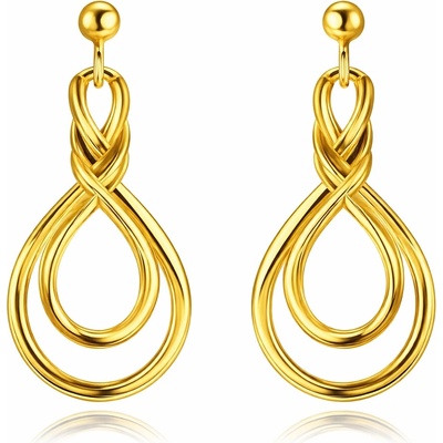 Šperky Eshop Stříbrné náušnice 925 s 18K pozlacením, zdvojená smyčka S29.04