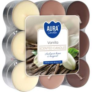 BISPOL Ароматни чаени свещи Bispol Aura - Vanilla, 18 броя (p15-18-67)