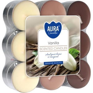 BISPOL Ароматни чаени свещи Bispol Aura - Vanilla, 18 броя (p15-18-67)