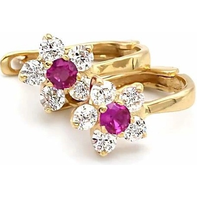B&B Goldinvestic zlaté kytičky s růžovým kamínkem N5660-585/1000