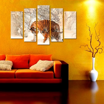 Art gift Декоративен панел за стена Тигри в снега