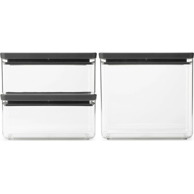 Brabantia Kuchynské dózy Tasty+ tmavosivé 1,5 l + 3,5 l 3 ks