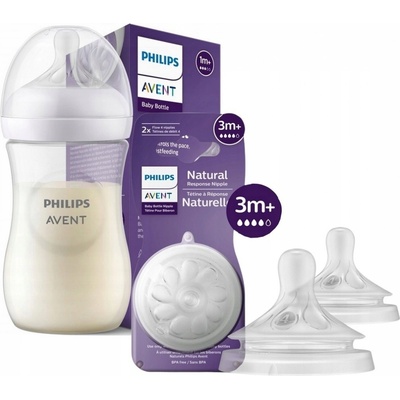 Philips Avent Sada kojenecká láhev anti colic Natural Response 260 ml + 2 x dudlík 3m+