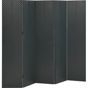 vidaXL Параван за стая, 5 панела, антрацит, 200x180 см, стомана (335903)
