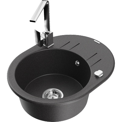 Mexen Kevin гранитна мивка с 1 корито с отцедник и кухненски смесител Рита, (6517-76-670300-00)