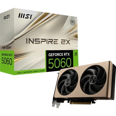 Видео карта Nvidia GF RTX 5060, 8GB, MSI INSPIRE 2X, OC, PCI-E 5.0, GDDR7, 128-bit, DisplayPort, HDMI (912-V537-001)