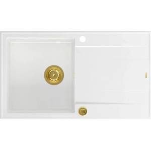 Quadron Вградена композитна мивка Quadron Unique Evan 111 бяло - златисто 86x50 см (HCQE8650U1_PVDG1_P2O) Мивка за вграждане