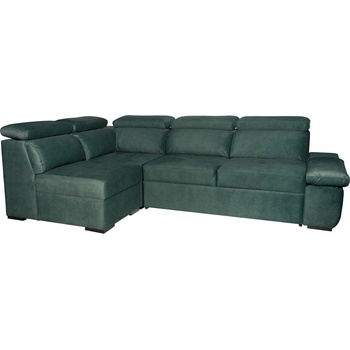 TEDIVA Ляв ъглов диван havana с механизъм за сън - Тъмно зелено (mmamldplm-clo39)