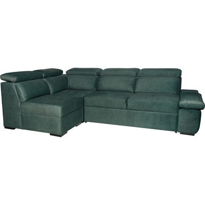 TEDIVA Ляв ъглов диван havana с механизъм за сън - Тъмно зелено (mmamldplm-clo39)