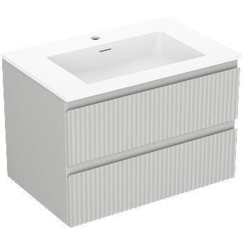Mexen Rivel шкаф за баня 70 cm с мивка Otis, 2 чекмеджета, рифелован, сив мат/бял мат - 91A20-07047-2-BFF62-W18M01 (91A20-07047-2-BFF62-W18M01)