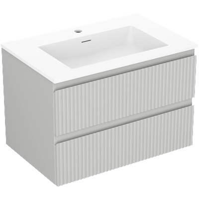 Mexen Rivel шкаф за баня 70 cm с мивка Otis, 2 чекмеджета, рифелован, сив мат/бял мат - 91A20-07047-2-BFF62-W18M01 (91A20-07047-2-BFF62-W18M01)